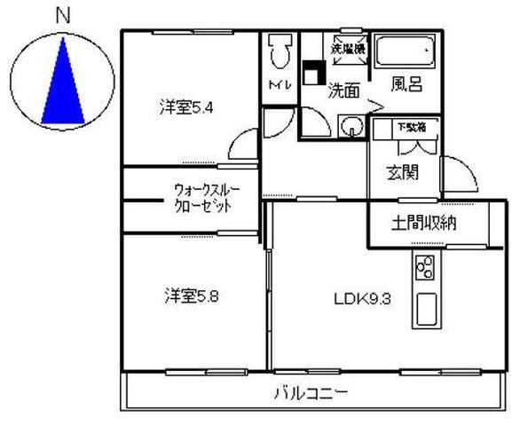 KITAHAUS(2LDK/2階)の間取り写真