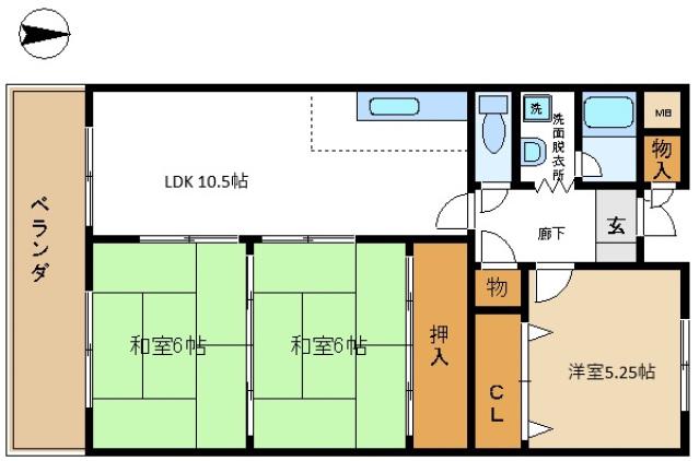 メイゾン山野(3LDK/2階)の間取り写真
