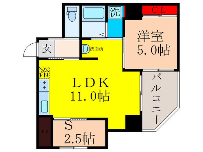 LAUGHTER  ラフター (1SLDK/8階)の間取り写真