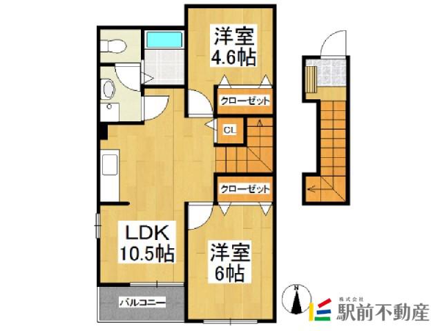 カーサソレイユ二番館(2LDK/2階)の間取り写真