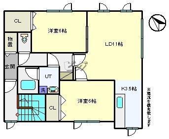 WORLDコートA(2LDK/2階)の間取り写真