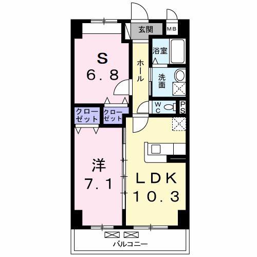 近鉄大阪線 高安駅 徒歩2分 6階建 築13年(2LDK/3階)の間取り写真