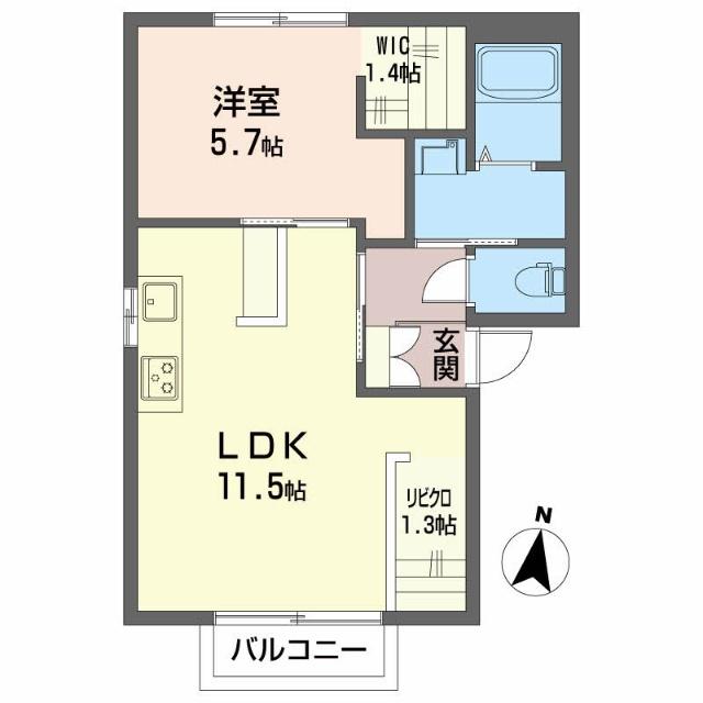 ガーデンホームズC(1LDK/2階)の間取り写真
