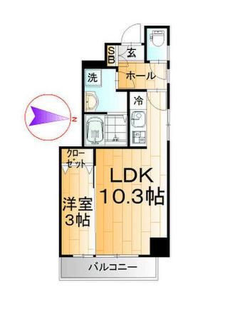 プラシードテラス森下(1LDK/2階)の間取り写真