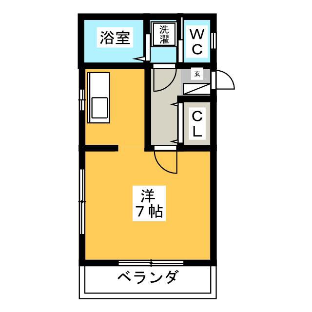 ハイツ秋風(ワンルーム/1階)の間取り写真