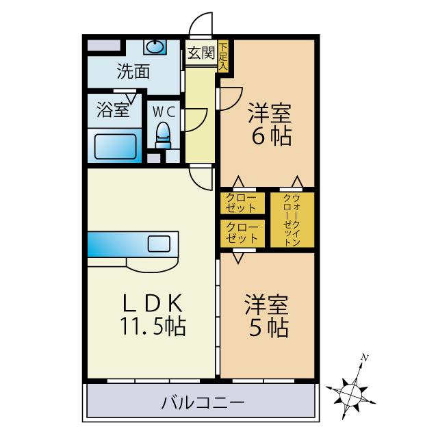 カーサ パルチェ(2LDK/3階)の間取り写真