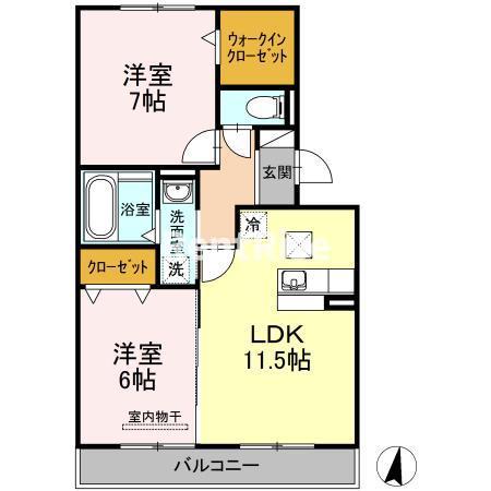 ジュネス セキシン(2LDK/3階)の間取り写真