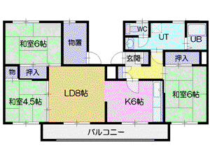 ロジェ大麻東A(3LDK/4階)の間取り写真