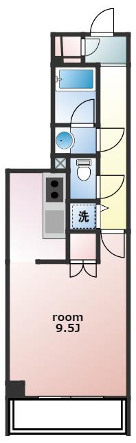 エフローレ日本橋浜町(1K/2階)の間取り写真