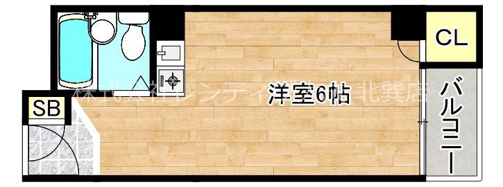 エンブレム巽西(ワンルーム/2階)の間取り写真