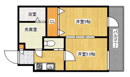 ベレーザ西陣I(2K/1階)の間取り写真