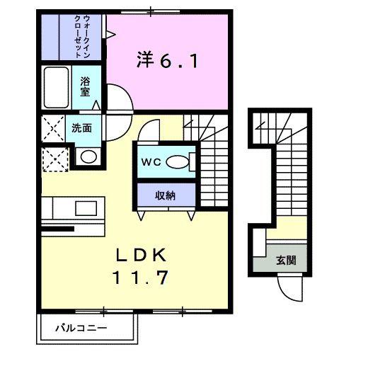 ア・ラ・モードII(1LDK/2階)の間取り写真