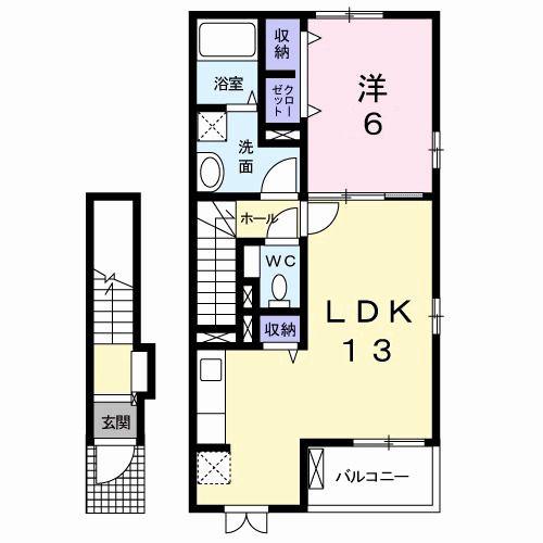 メゾン真(1LDK/2階)の間取り写真