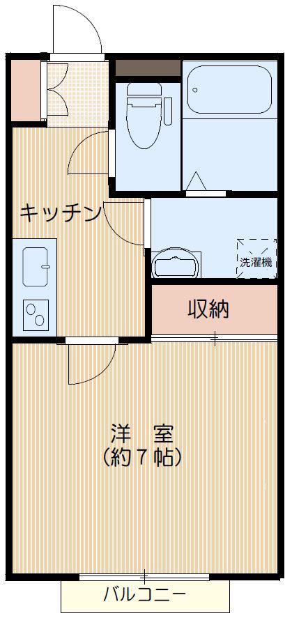 ローラン(1K/2階)の間取り写真