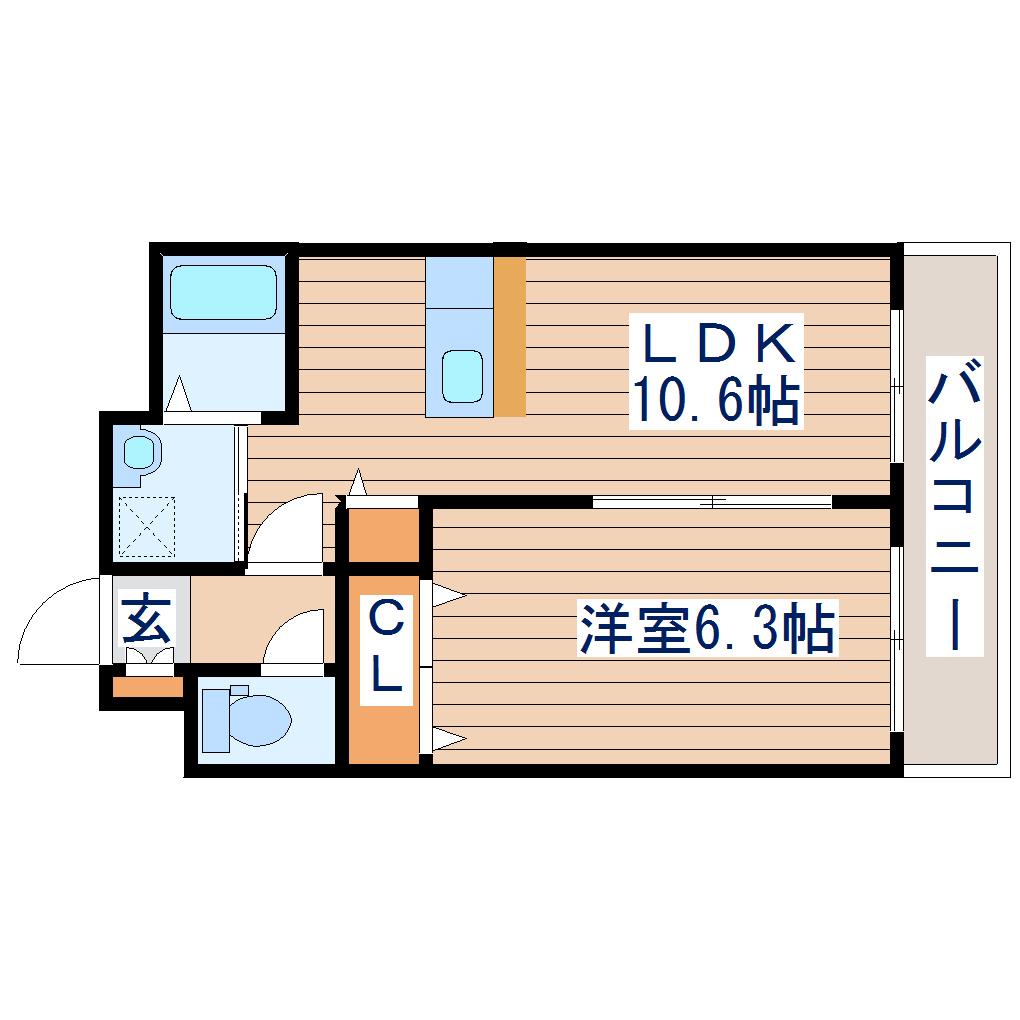 リバティー宮千代(1LDK/2階)の間取り写真