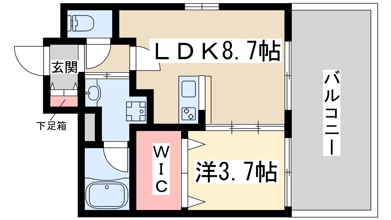 フォーチュニー江坂1(1LDK/8階)の間取り写真
