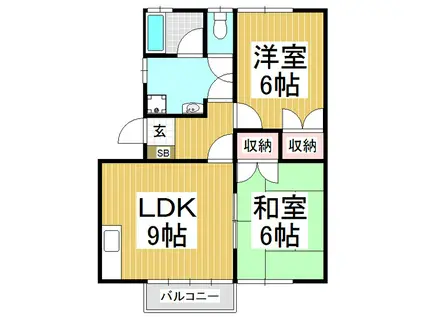 コーポ平岡(2LDK/2階)の間取り写真