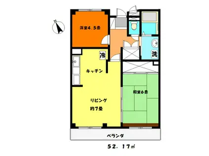 アメニティM1(2LDK/1階)の間取り写真