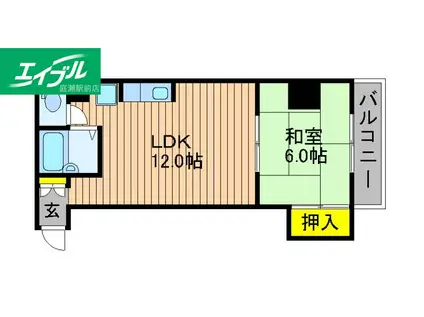 MKマンション(1LDK/2階)の間取り写真