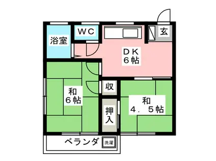 グリーンハウスタカハシ(2DK/1階)の間取り写真