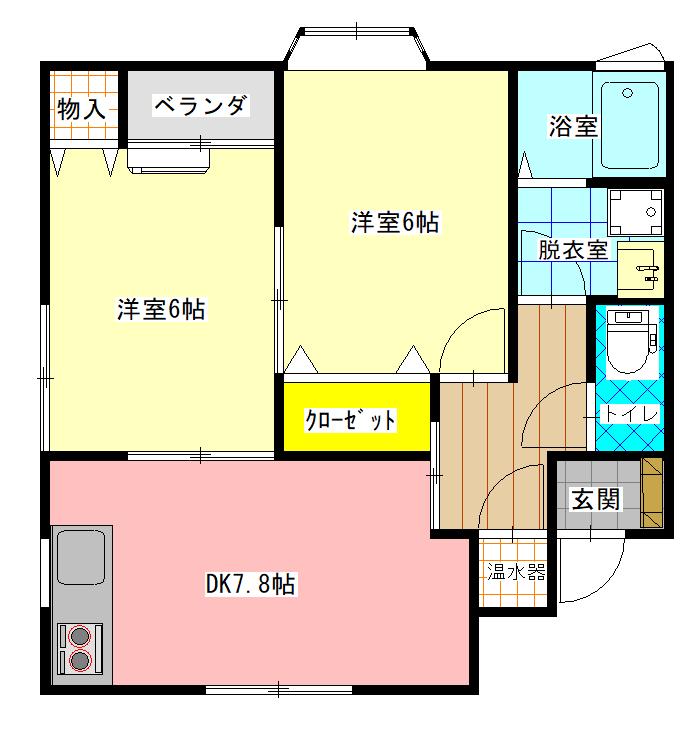 ハイツホシュームII(2DK/1階)の間取り写真