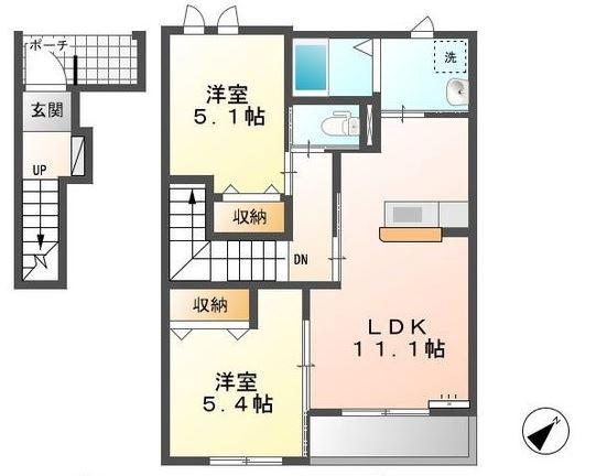 ディディエール(2LDK/2階)の間取り写真