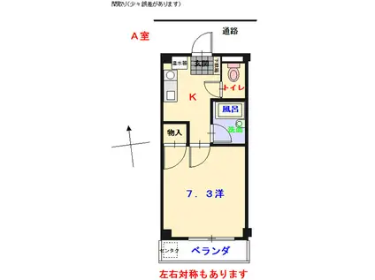 ココハイムII(1K/2階)の間取り写真
