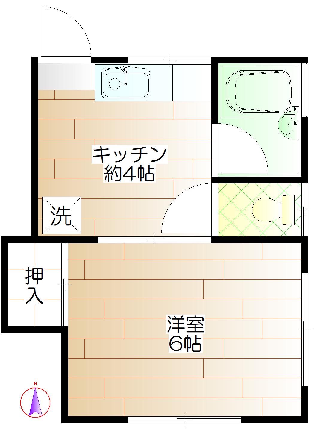 パークサイド小金井(1K/1階)の間取り写真