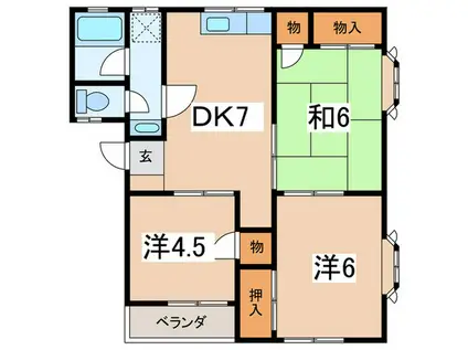 シェモア久野B(3DK/2階)の間取り写真