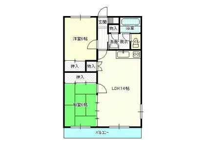 ビバライフ若山(2LDK/1階)の間取り写真
