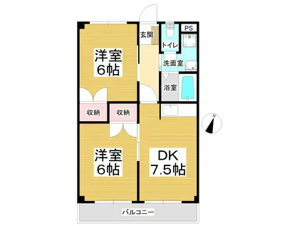 サンライトマンション(2DK/2階)の間取り写真