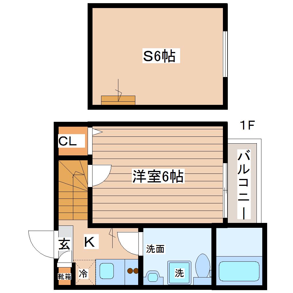 LUNA HOUSE II(1K/1階)の間取り写真