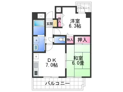 シティハイツメープル(2DK/8階)の間取り写真
