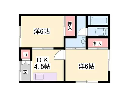 砂本荘(2DK/2階)の間取り写真
