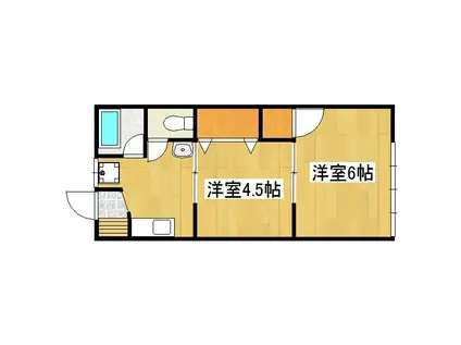 坂元アパート(2K/2階)の間取り写真