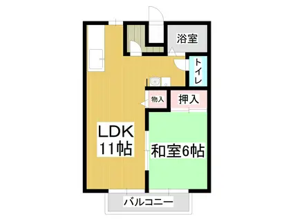 ビブロハイツ(1LDK/2階)の間取り写真