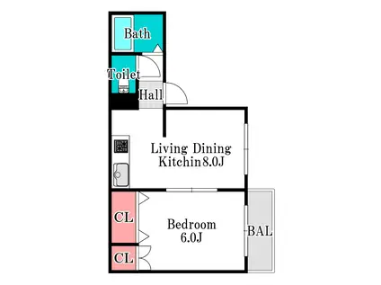 パークアベニュー医大北(1LDK/2階)の間取り写真