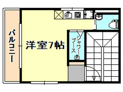 神戸高速鉄道東西線 花隈駅 徒歩5分 3階建 築35年(1K/3階)の間取り写真