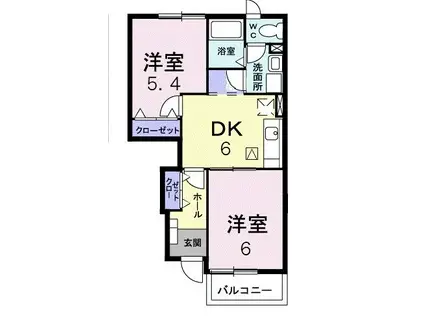 ウィステリア(2DK/1階)の間取り写真