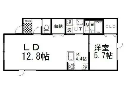 ソレイユ弥生II(1LDK/1階)の間取り写真