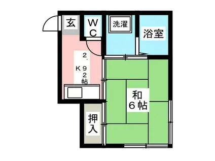 静文荘(1K/2階)の間取り写真