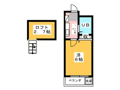 レジデンス山田E(1K/2階)の間取り写真