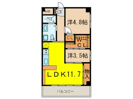 豊島園コーポ(2LDK/3階)の間取り写真