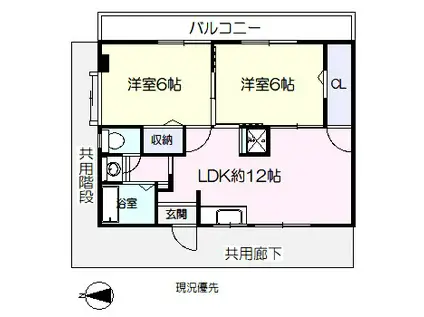 ホワイトハーベン(2LDK/2階)の間取り写真