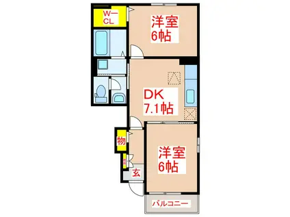 メゾン・ドリームI(2DK/1階)の間取り写真