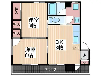 藤原マンション(2DK/4階)の間取り写真