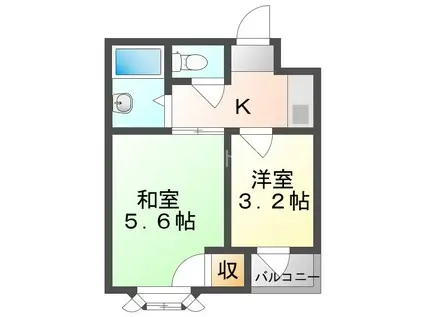ウエストヒルズ岸和田(2K/2階)の間取り写真