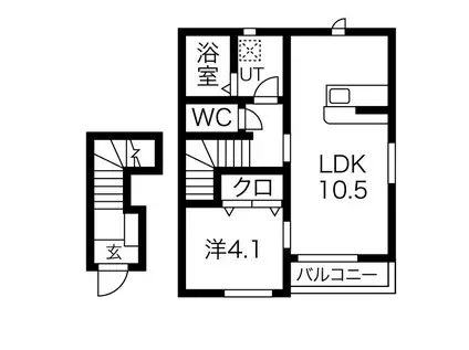ダンクオーレ 2階 (1LDK/2階)の間取り写真