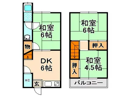 寿荘(3DK/1階)の間取り写真