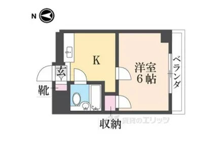ロータリーマンション香里北之町(1K/2階)の間取り写真